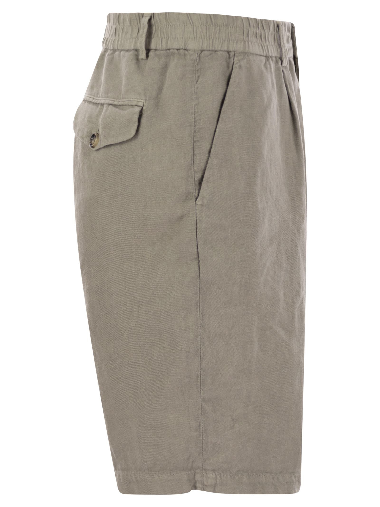 Brunello Cucinelli Men Bermuda Shorts In Light Délavé Linen Canvas - 3