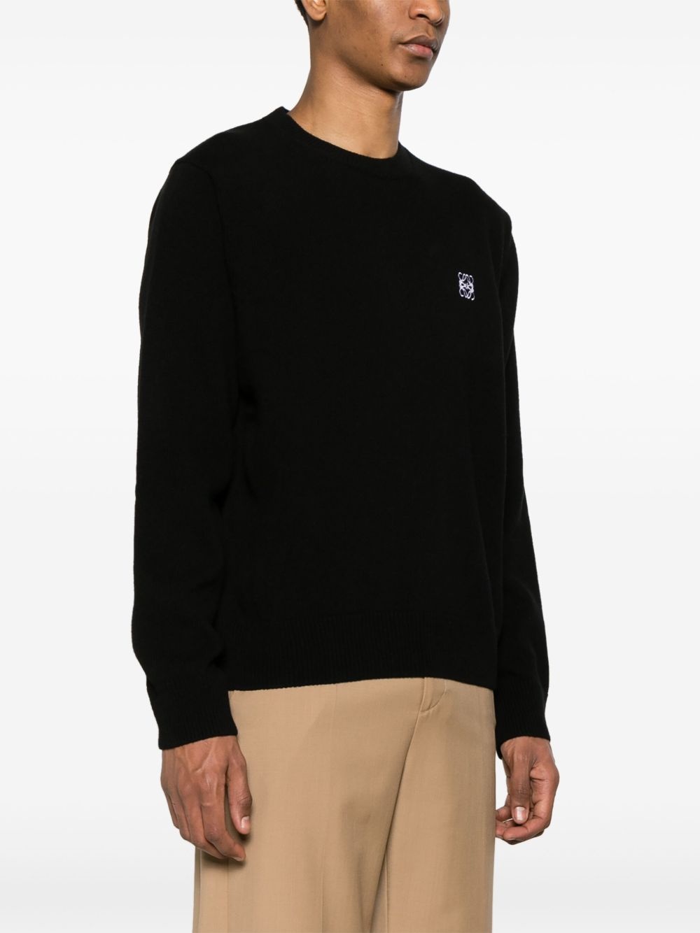 logo-embroidered wool jumper - 3