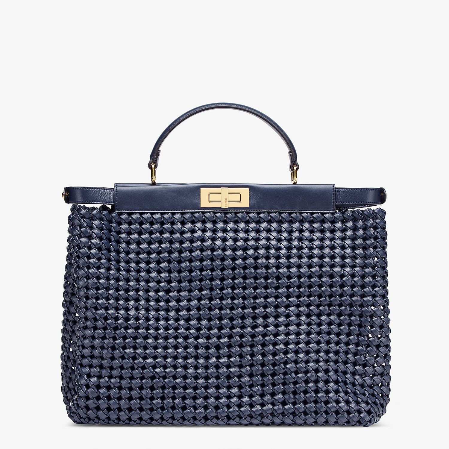 Blue leather interlace bag - 3