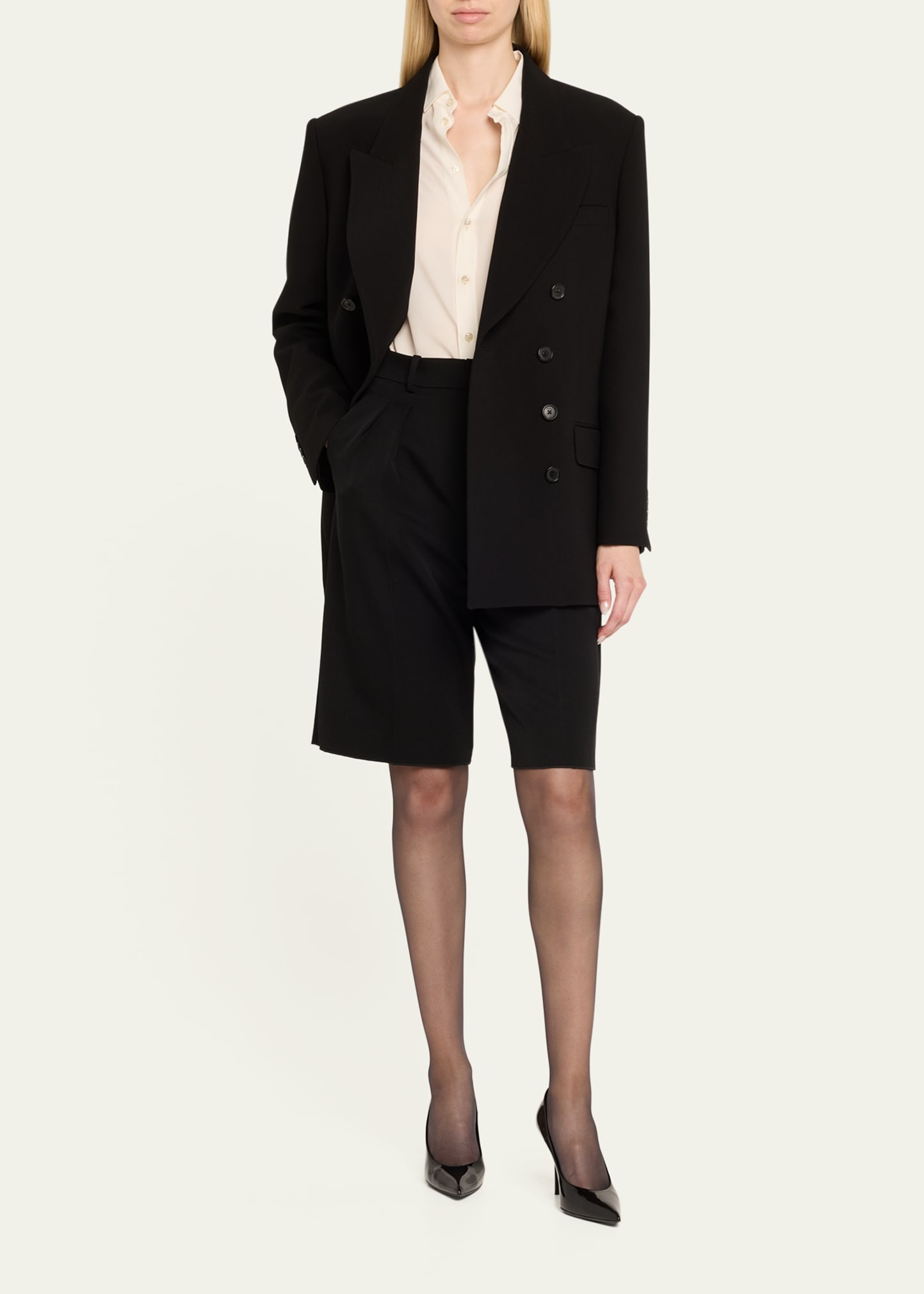 Pleated Tailored Bermuda Shorts - 2