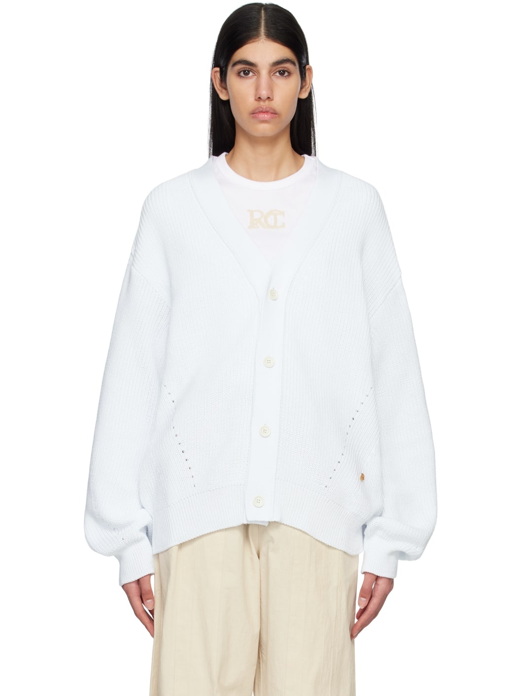Blue Y-Neck Cardigan - 1