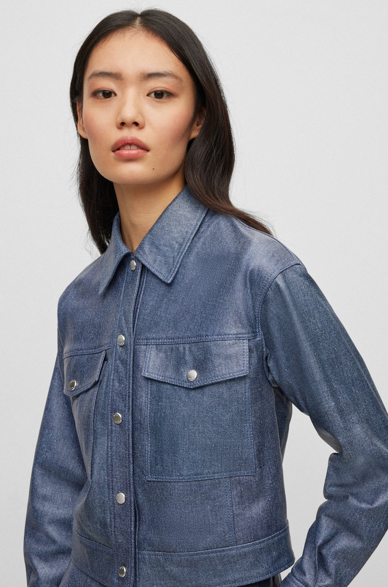 LEATHER JACKET WITH DENIM PRINT 6