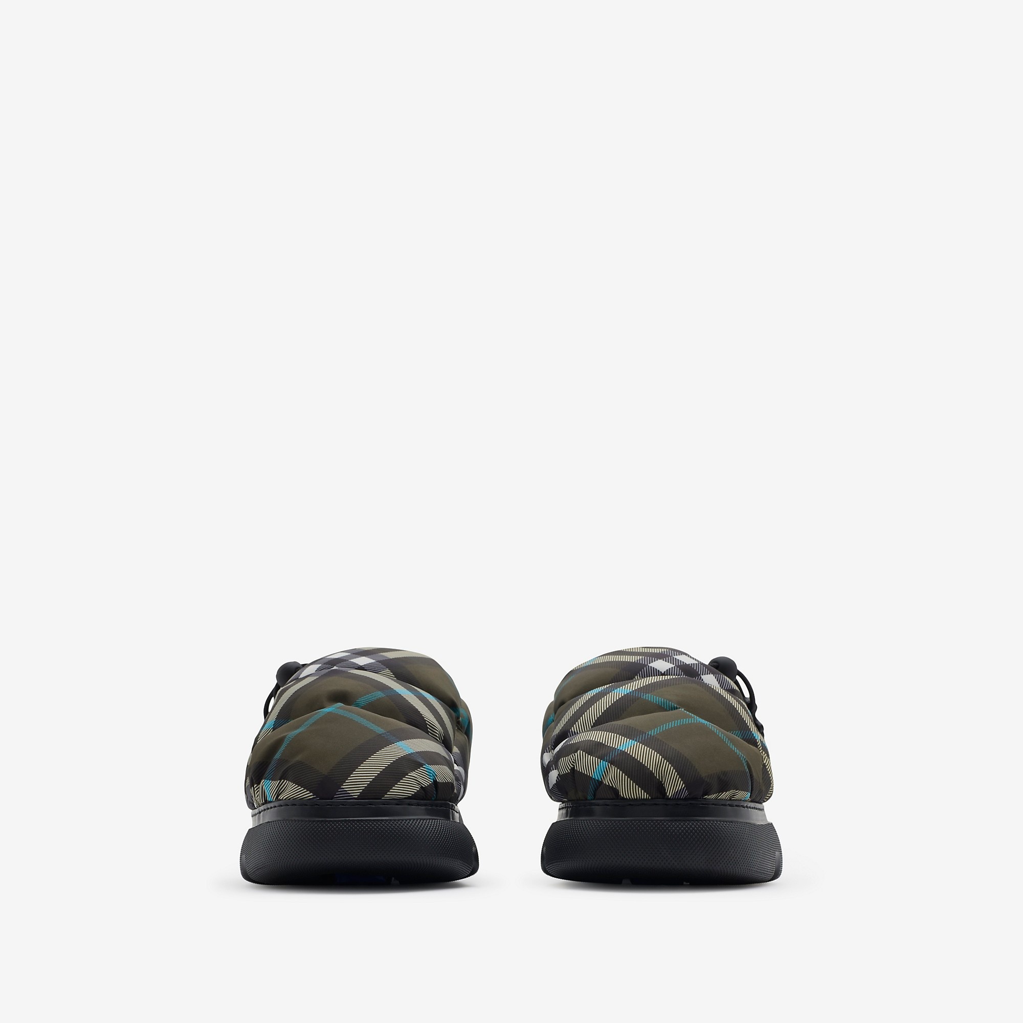 Check Nylon Blend Pillow Mules - 3