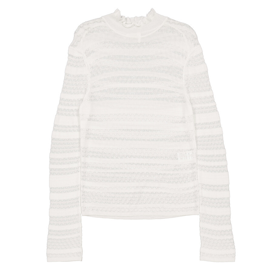 Chloe Ladies Wool-blend Lace Knit Turtleneck Top - 4