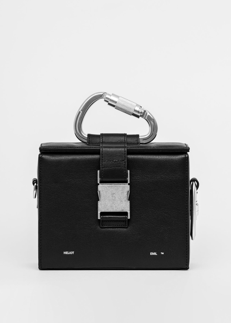 BLACK LEATHER CARABINER BOX BAG 5