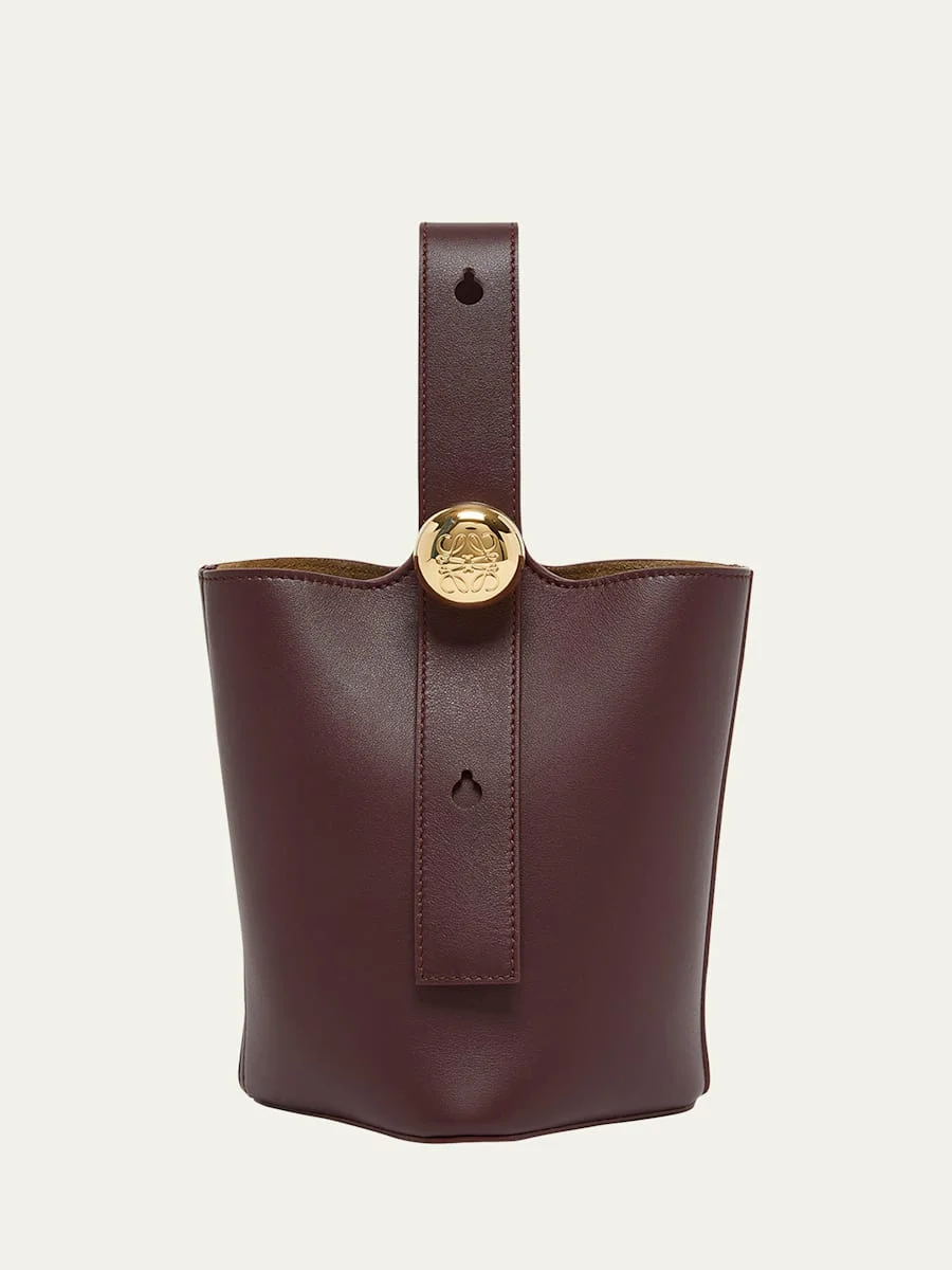 Mini Pebbled Leather Bucket Bag - 1