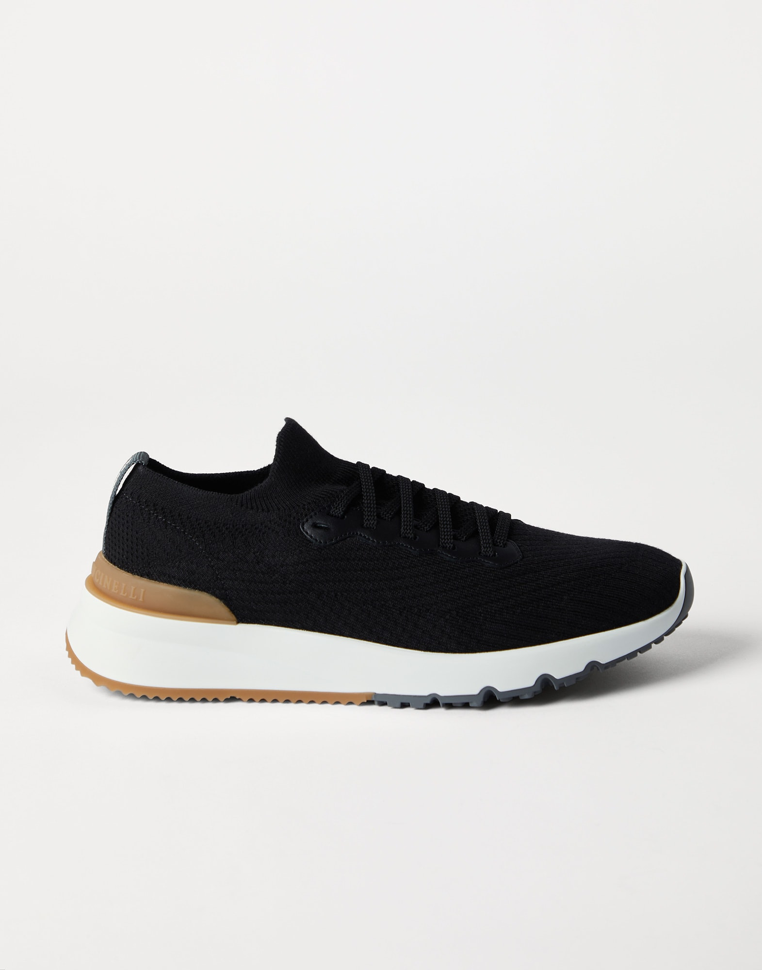 Cotton knit and semi-polished calfskin runners - 5