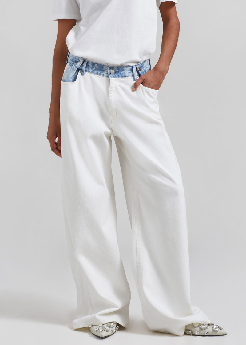Hayla Contrast Denim Pants - Off White/Blue 3