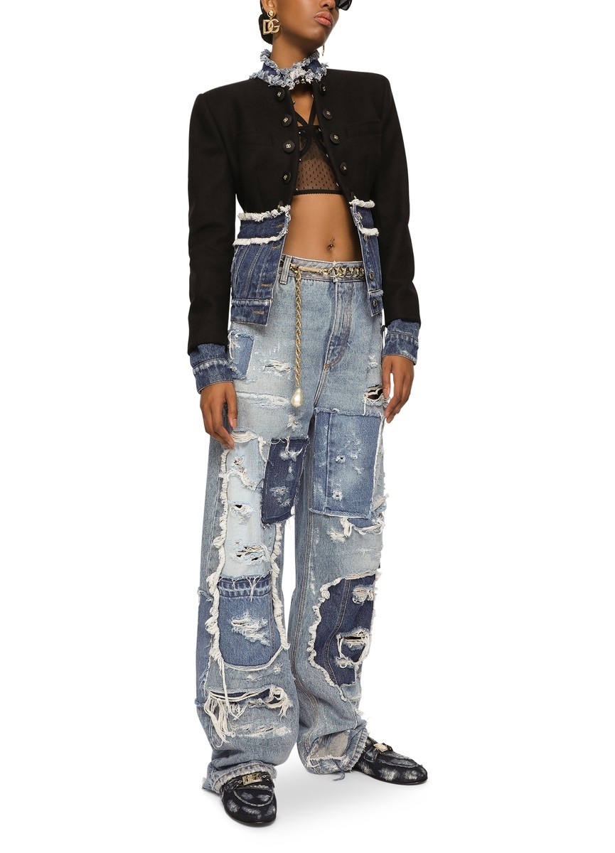 Dolce & Gabbana Patchwork denim jeans with ripped details Dolce & Gabbana Patchwork denim jeans with ripped details