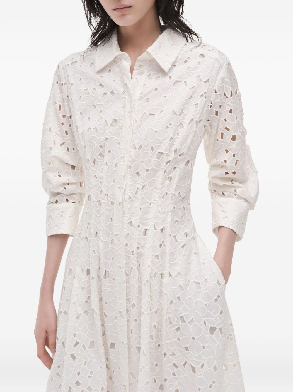 eyelet-embroidered shirt dress - 4