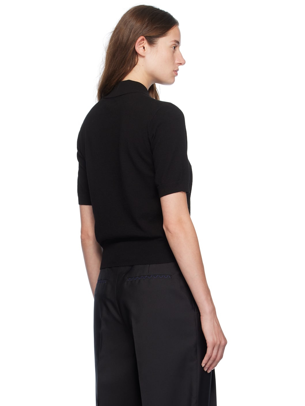 Black Perforated Logo Polo - 3