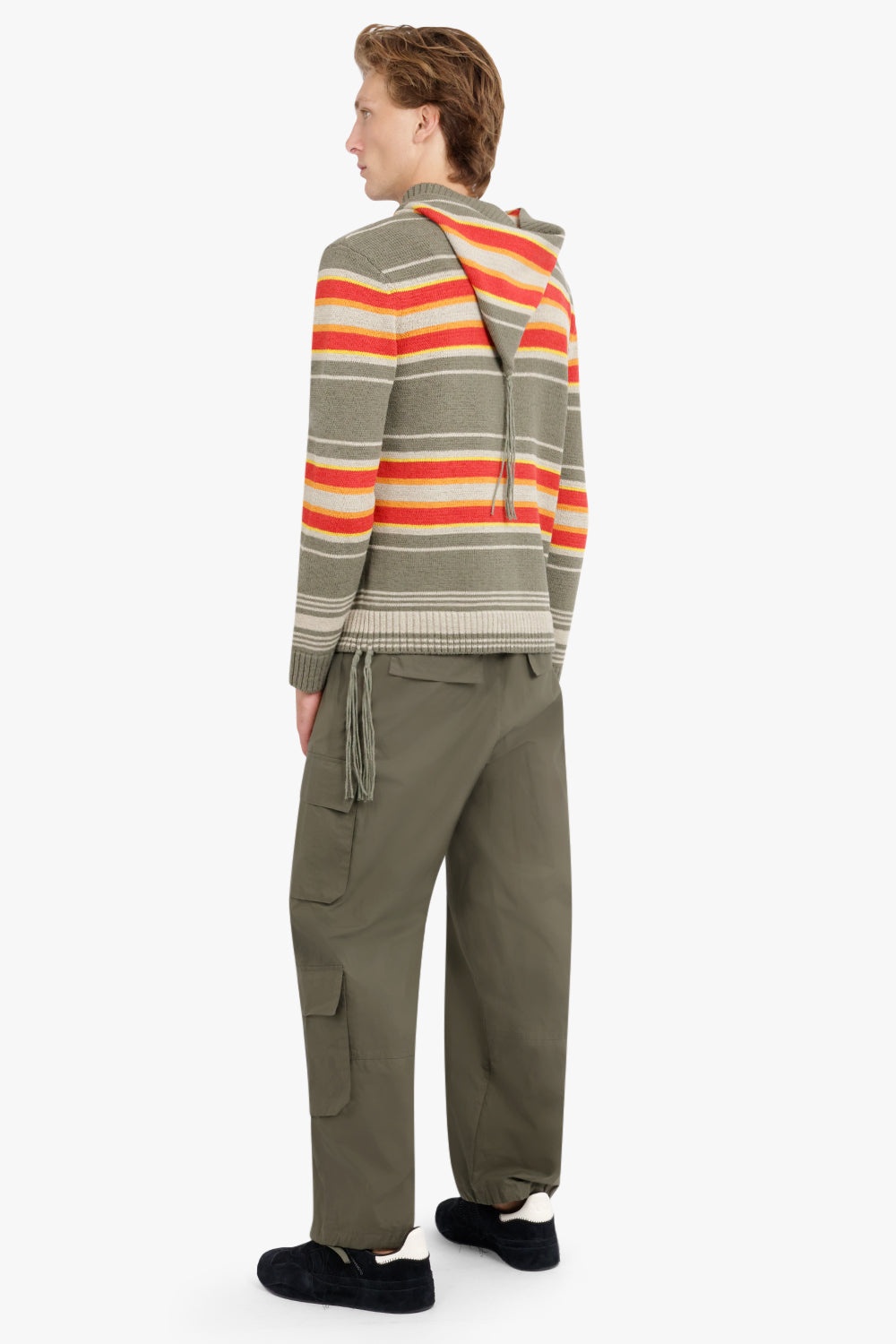 KNIT HOODIE | OLIVE MULTI STRIPE - 4