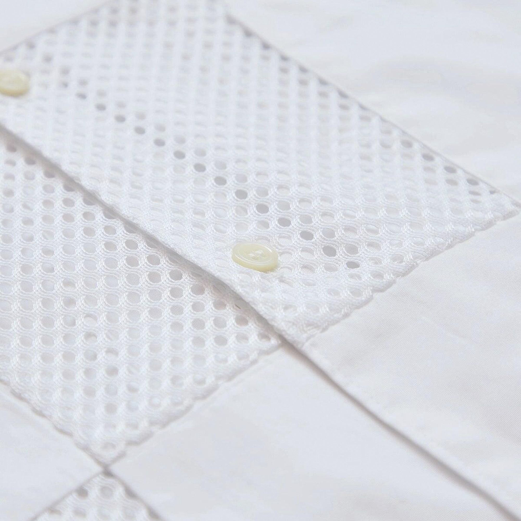 Comme des Garçons Homme Plus Mesh Button Down Shirt 'White' - 3
