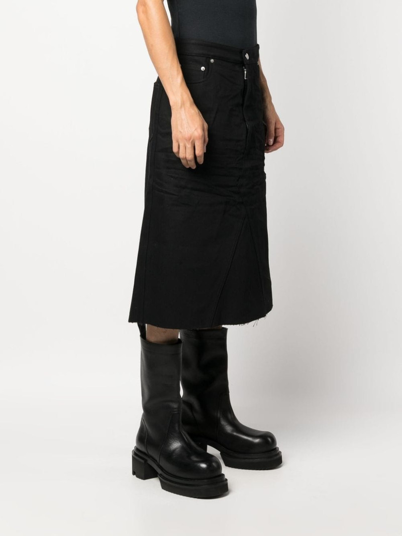 distressed-finish knee-length denim skirt 3