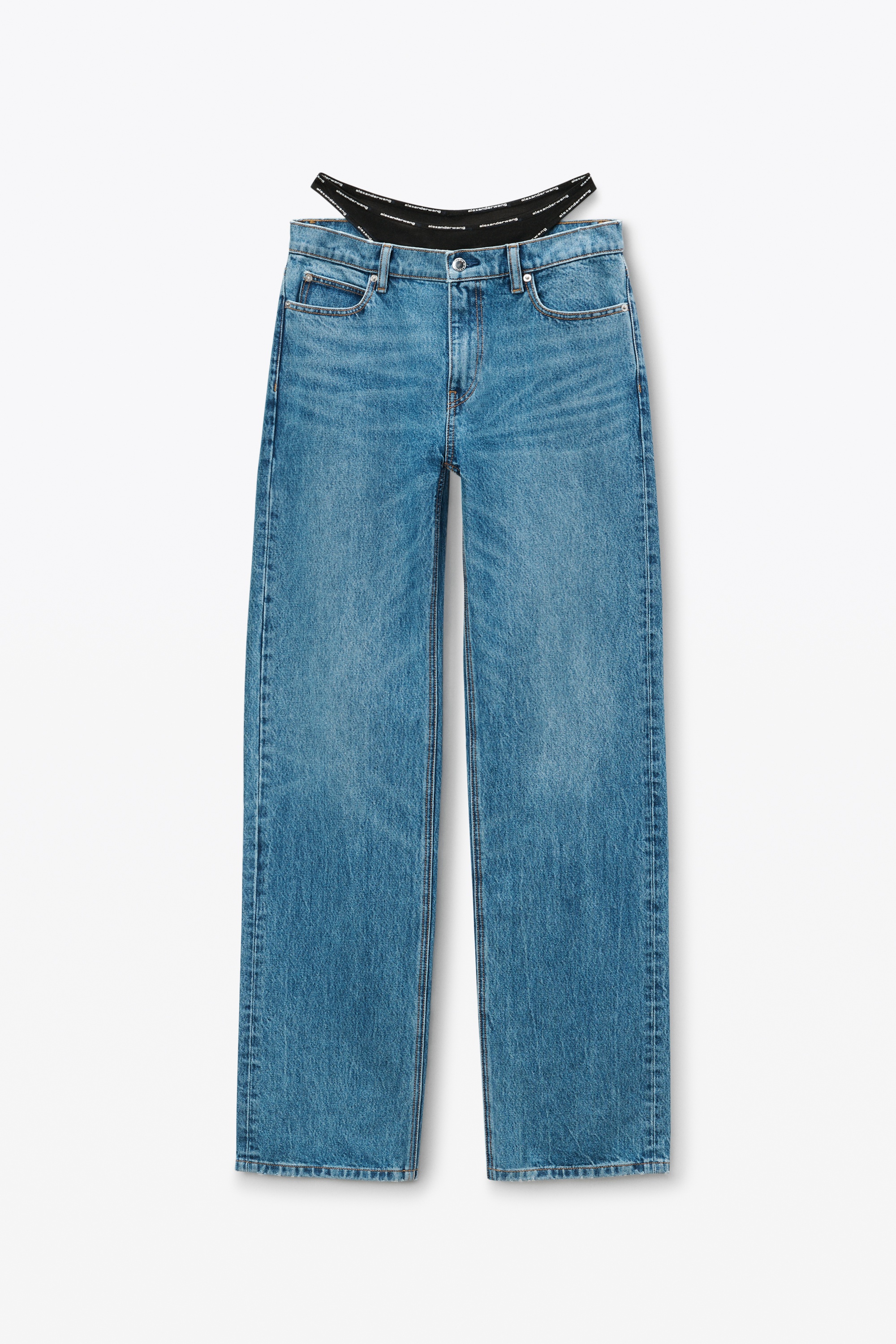 Mid-Rise Jeans with Pre-Styled Logo Brief - 1