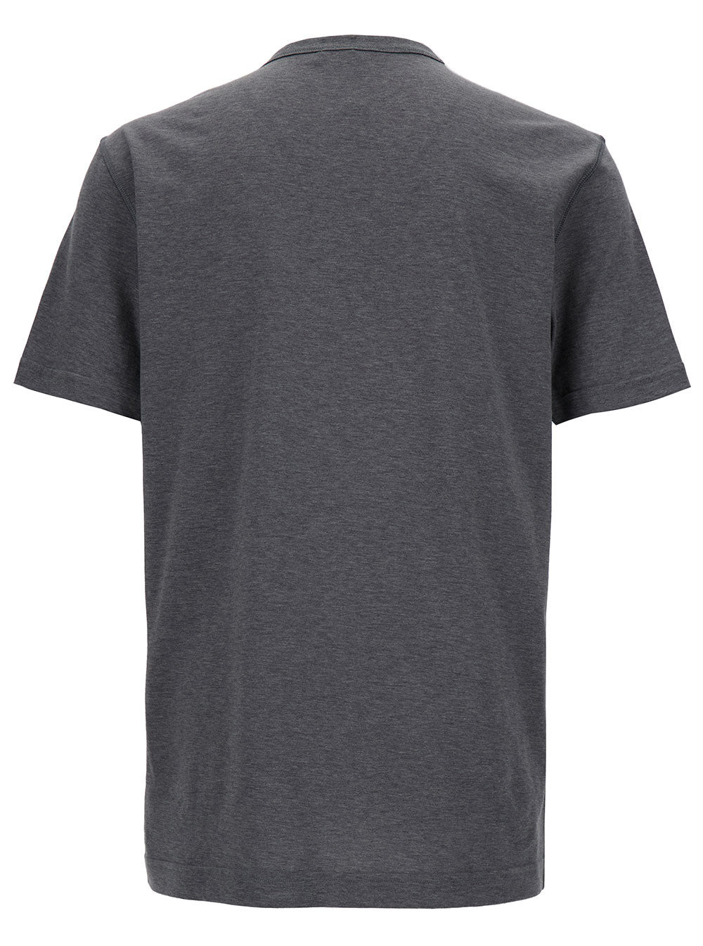 Dolce & Gabbana Men Grey Crewneck T-Shirt With Logo Plaque In Cotton Man - 2