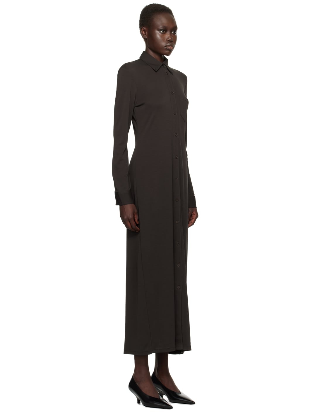 Brown Shirt Maxi Dress - 2