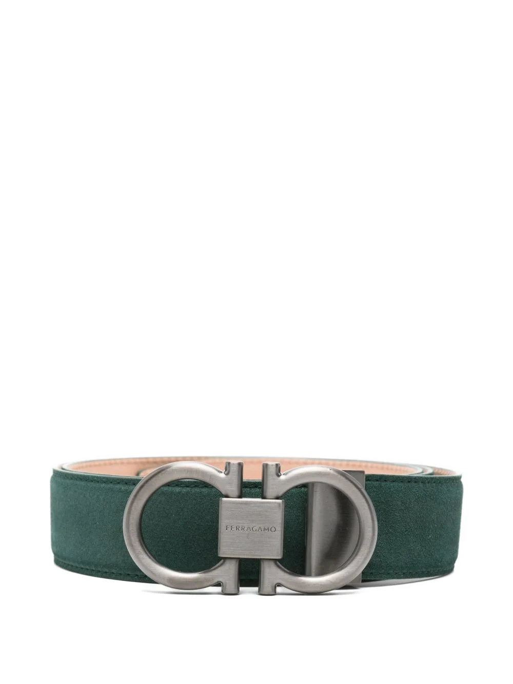 Gancini buckle suede belt - 1