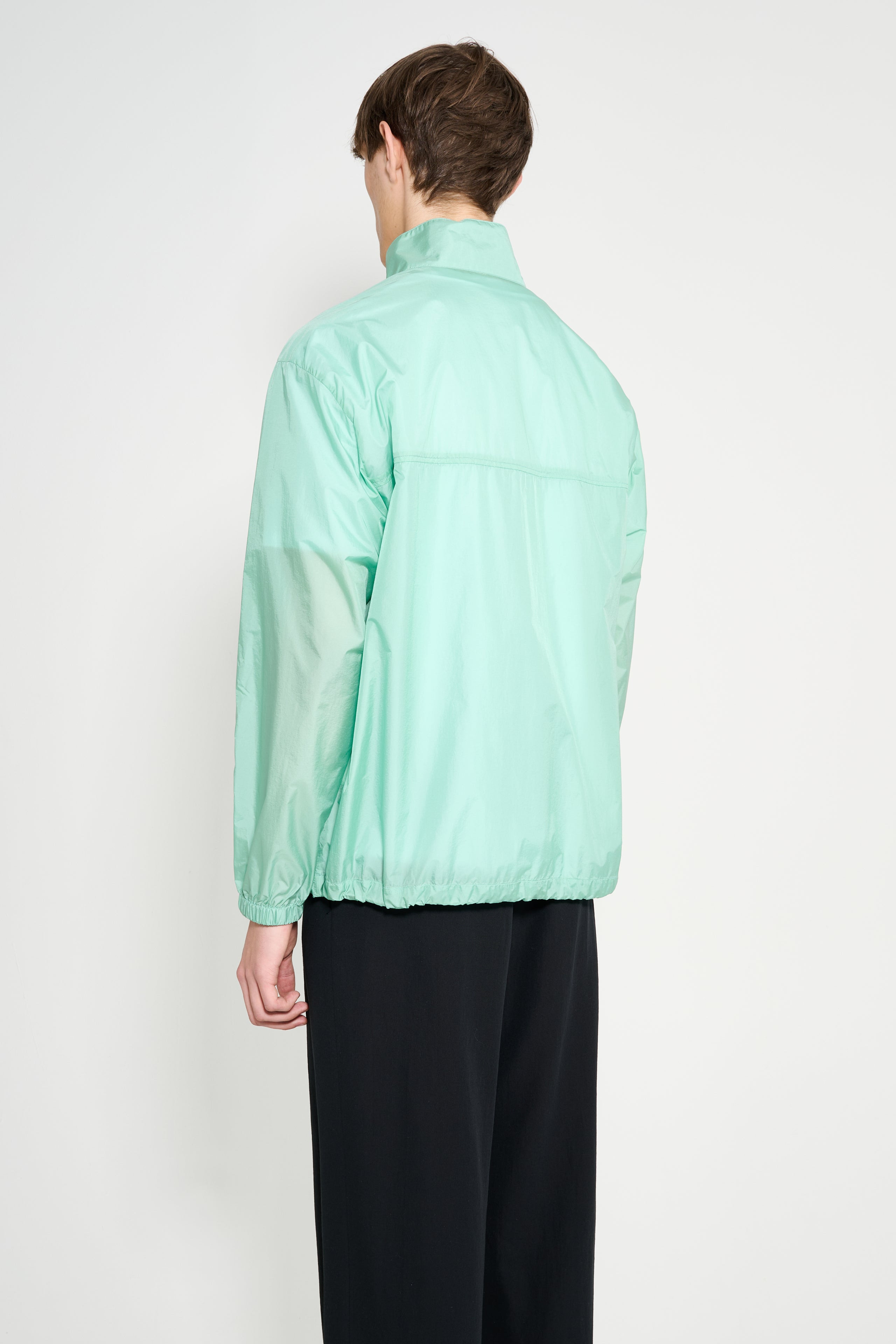 AURALEE LIGHT SHEER NYLON HALF ZIP P/O JADE GREEN - 3