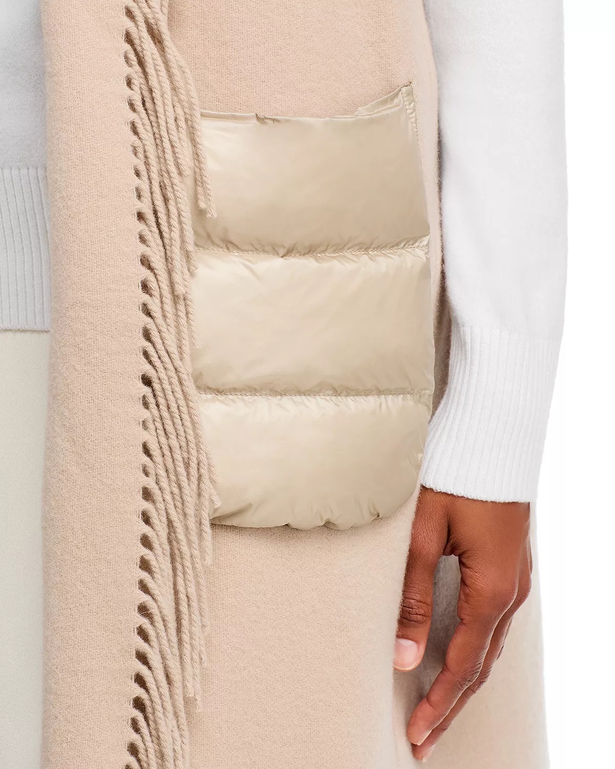 Sleeveless Mixed Media Wool Cashmere Coat - 5