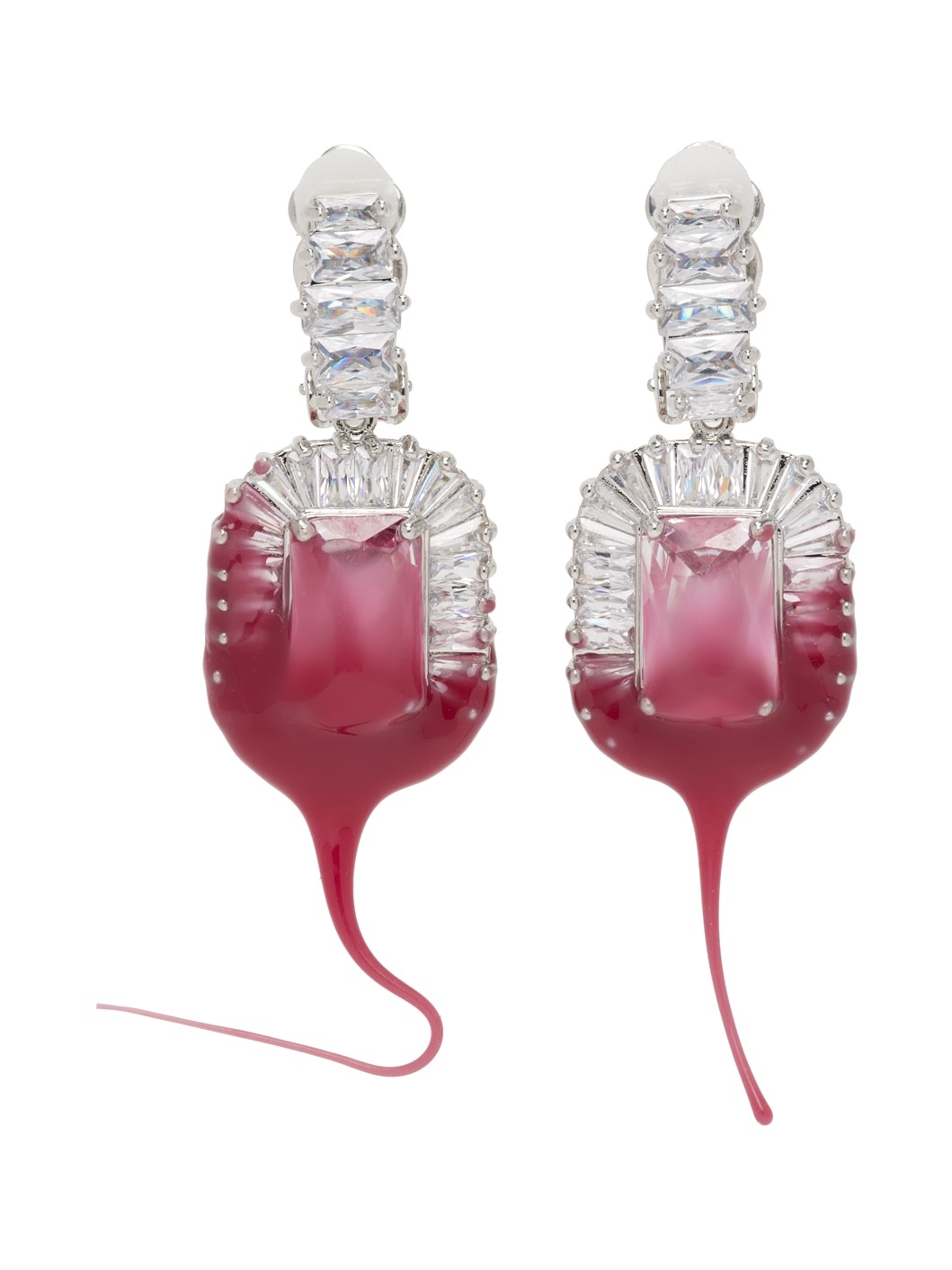 Pink Crystal Dip Earrings - 1