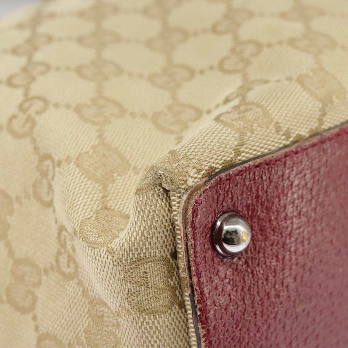 GUCCI GG Canvas Tote Bag Beige Silver Red - 15