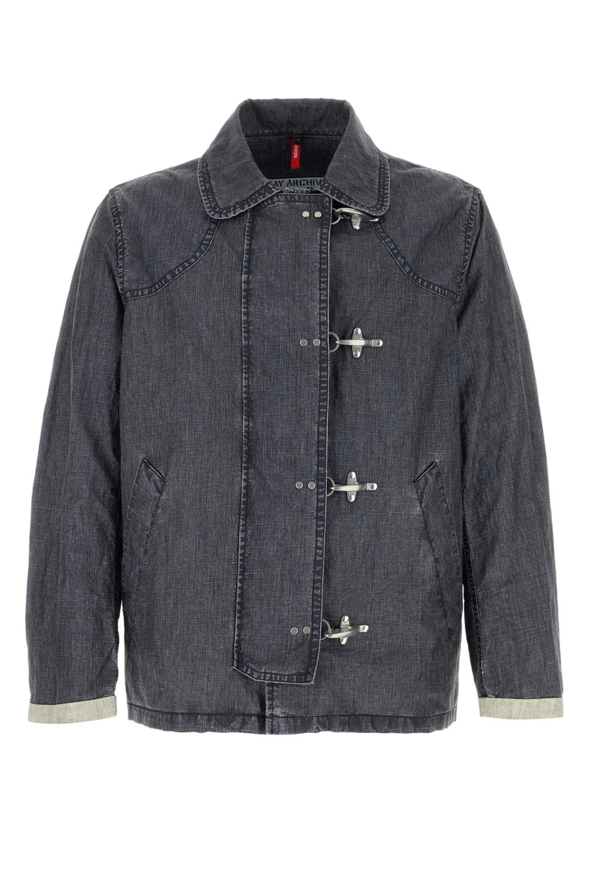 Fay Men Denim Blue Linen Jacket - 1