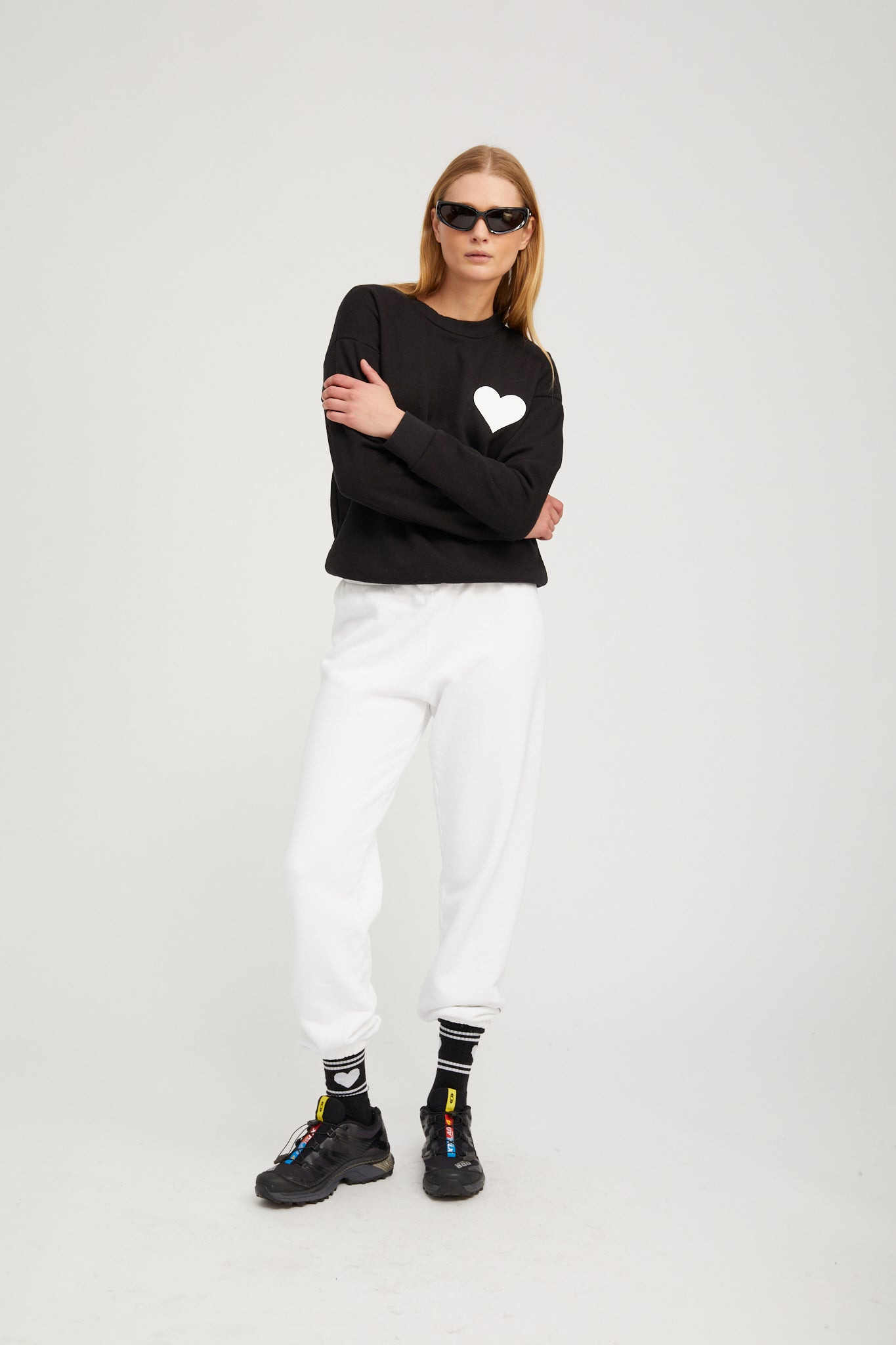 BLACK WITH WHITE HEART LES CHAUSSETTES - 2