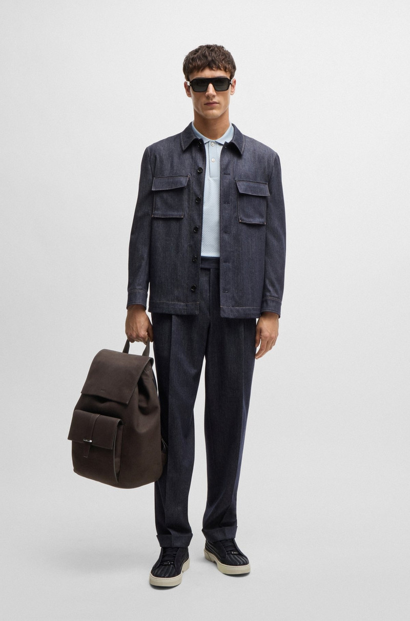 DRAWSTRING BACKPACK IN NUBUCK WITH BRANDED TRIMS 3