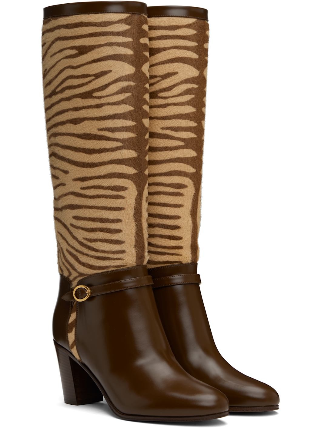 Brown & Beige Pattie Tall Boots - 4