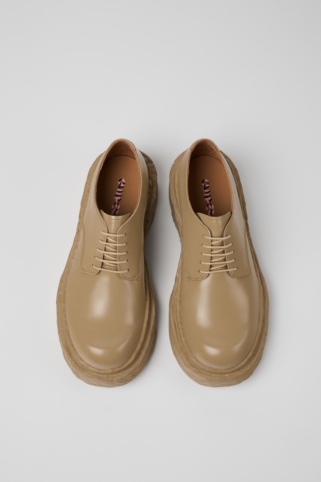 Beige Leather Bluchers - 4