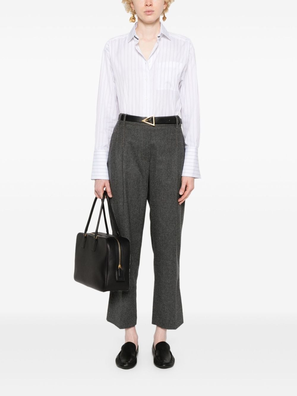 pleated felted straight trousers - 2