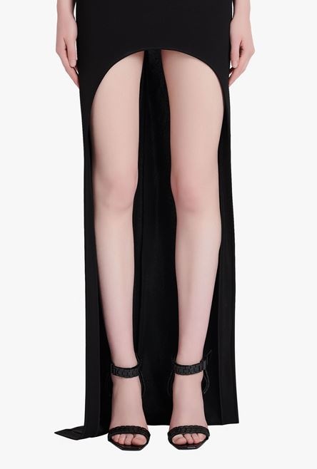 Long black jersey dress - 8