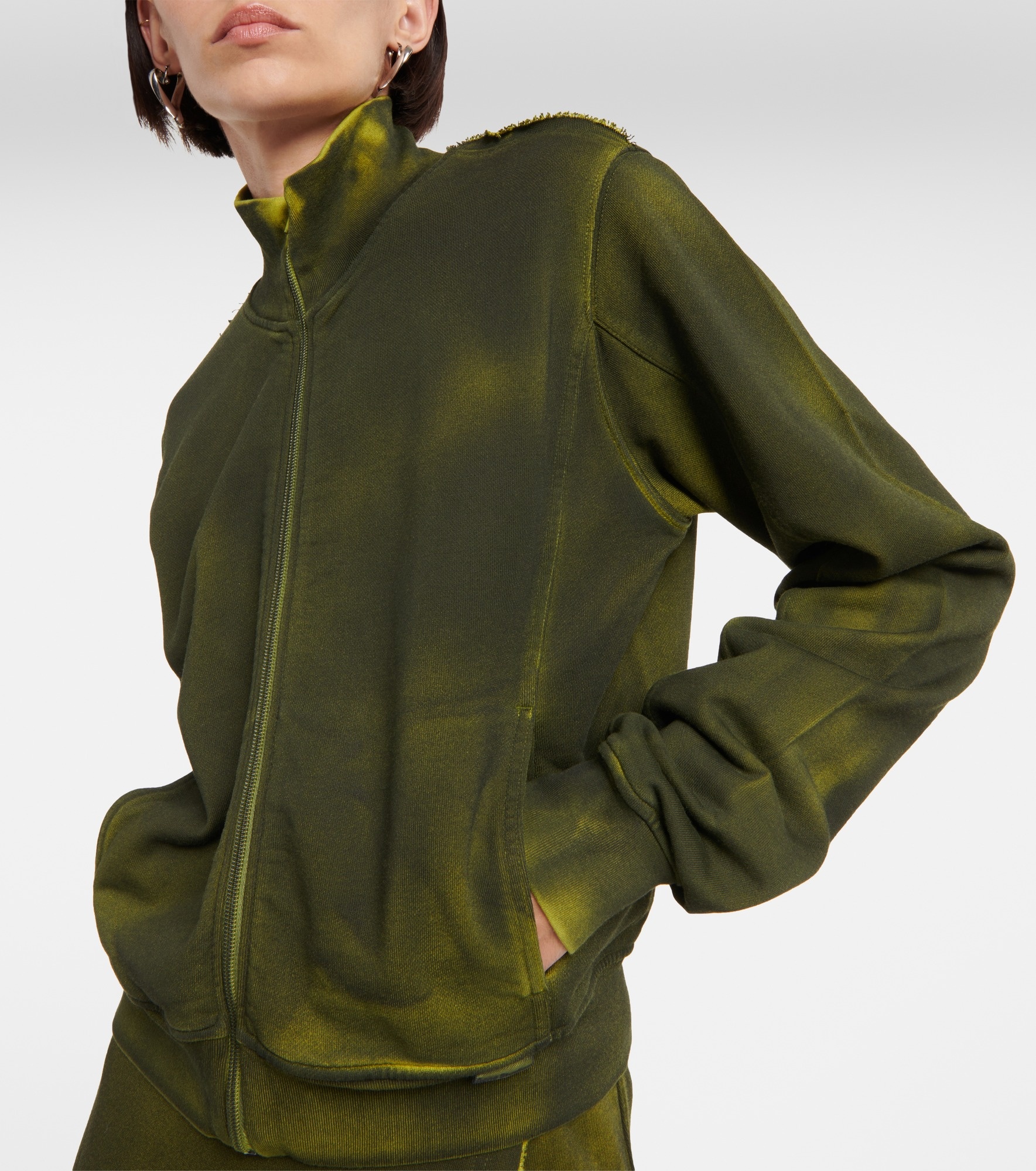 Zipped cotton fleece sweatshirt - 4