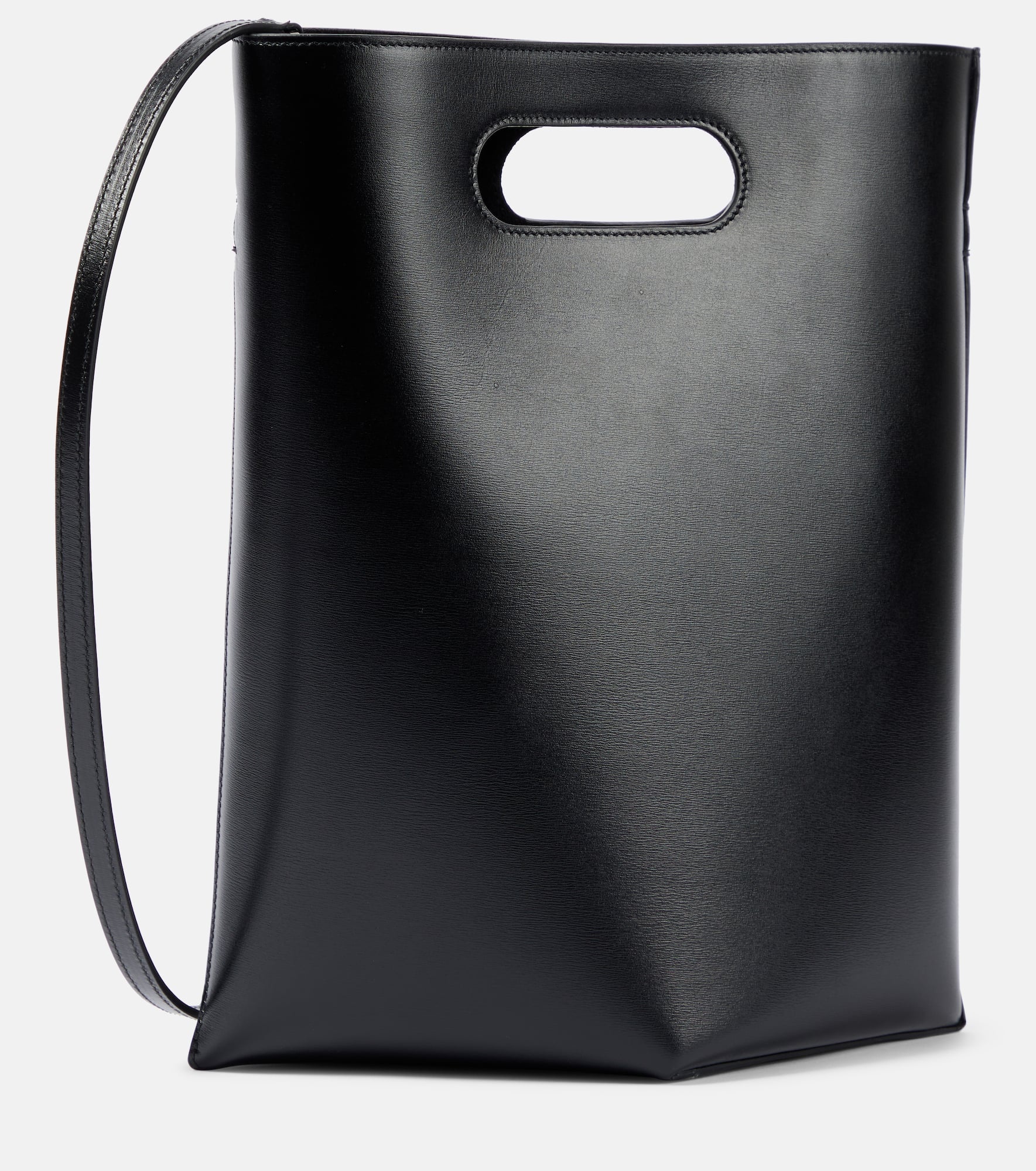 Folded leather tote bag - 4