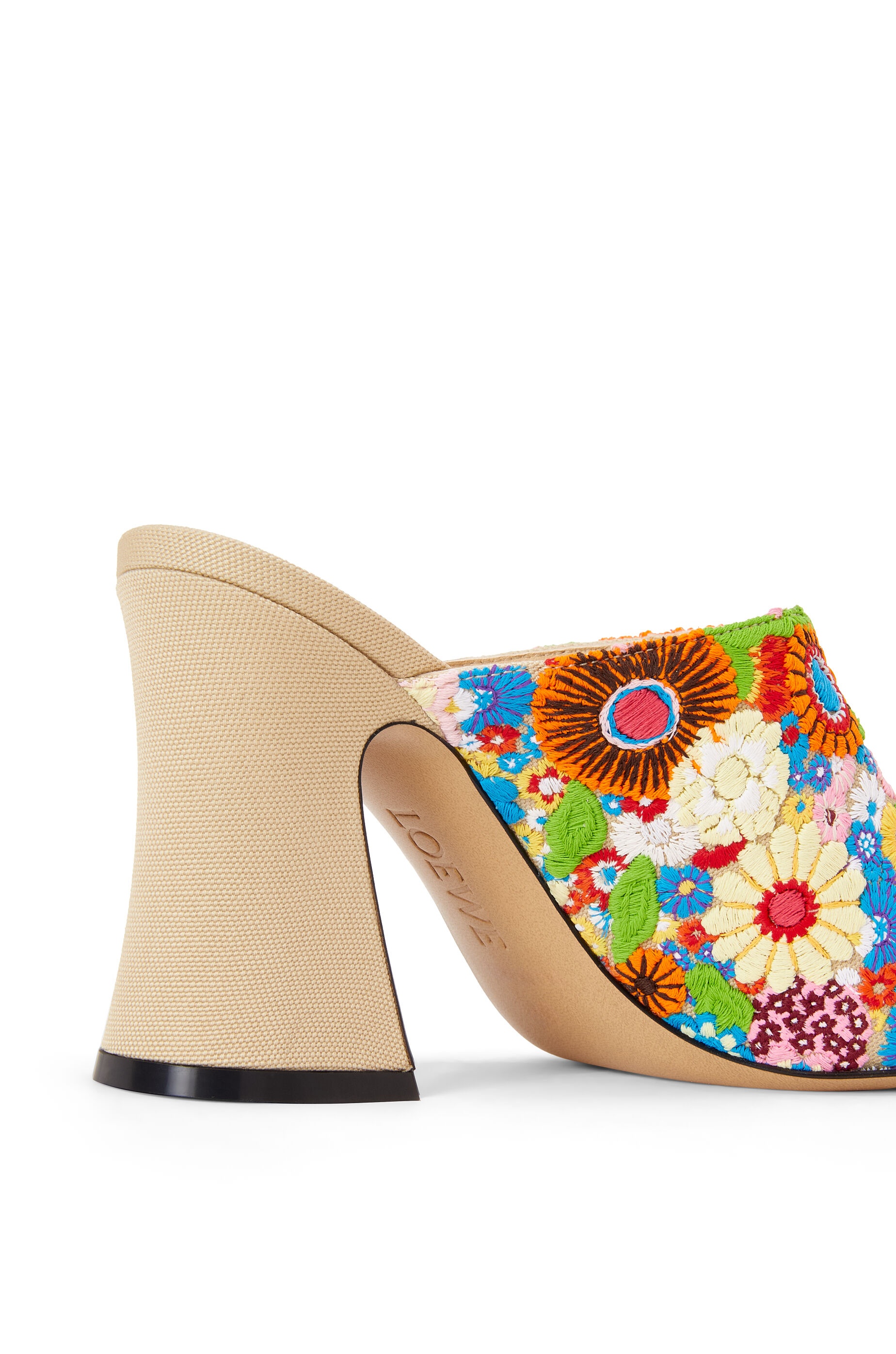 Calle open mule in embroidered canvas - 5