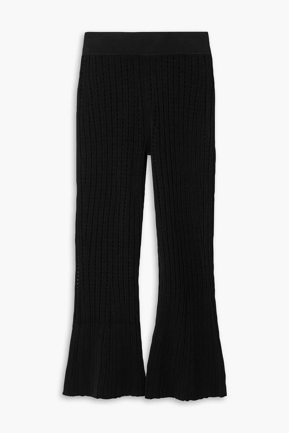 Cropped pointelle-knit flared pants - 1