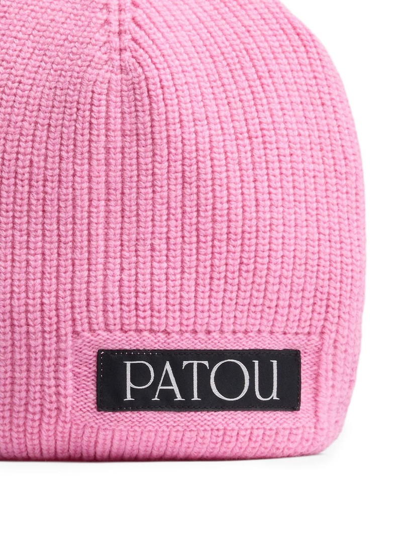 PATOU logo-appliqué ribbed-knit beanie outlook