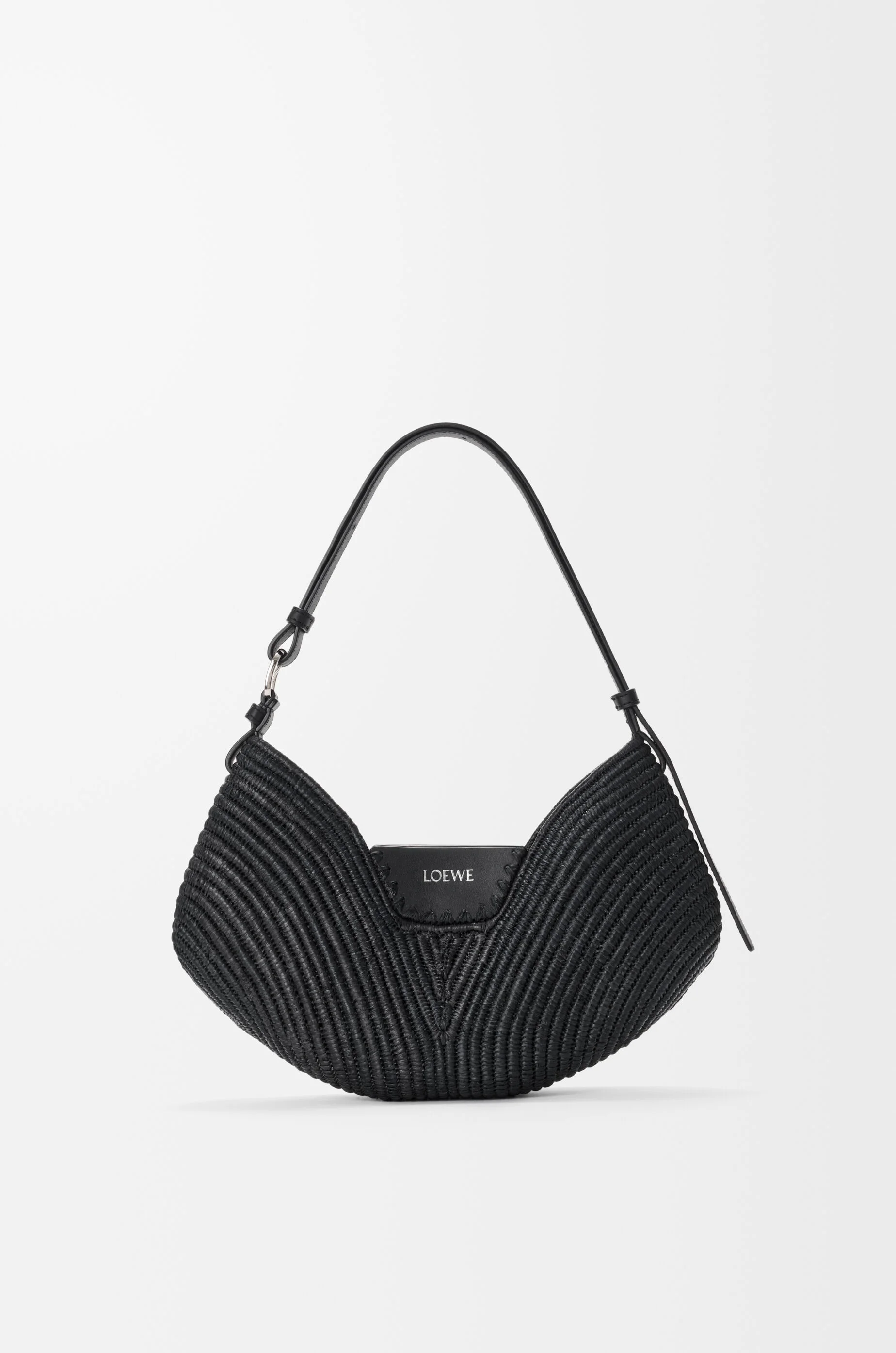 Medium Loewe Swing bag in raffia and calfskin - 1