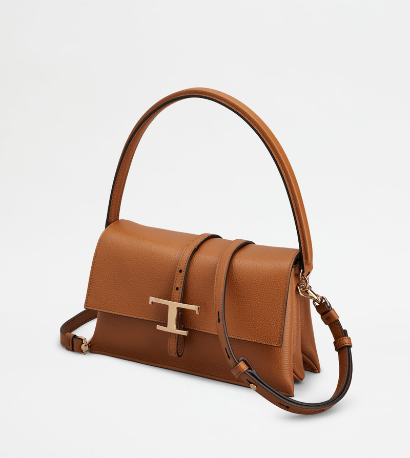 T TIMELESS FLAP BAG IN LEATHER MINI - BROWN 6