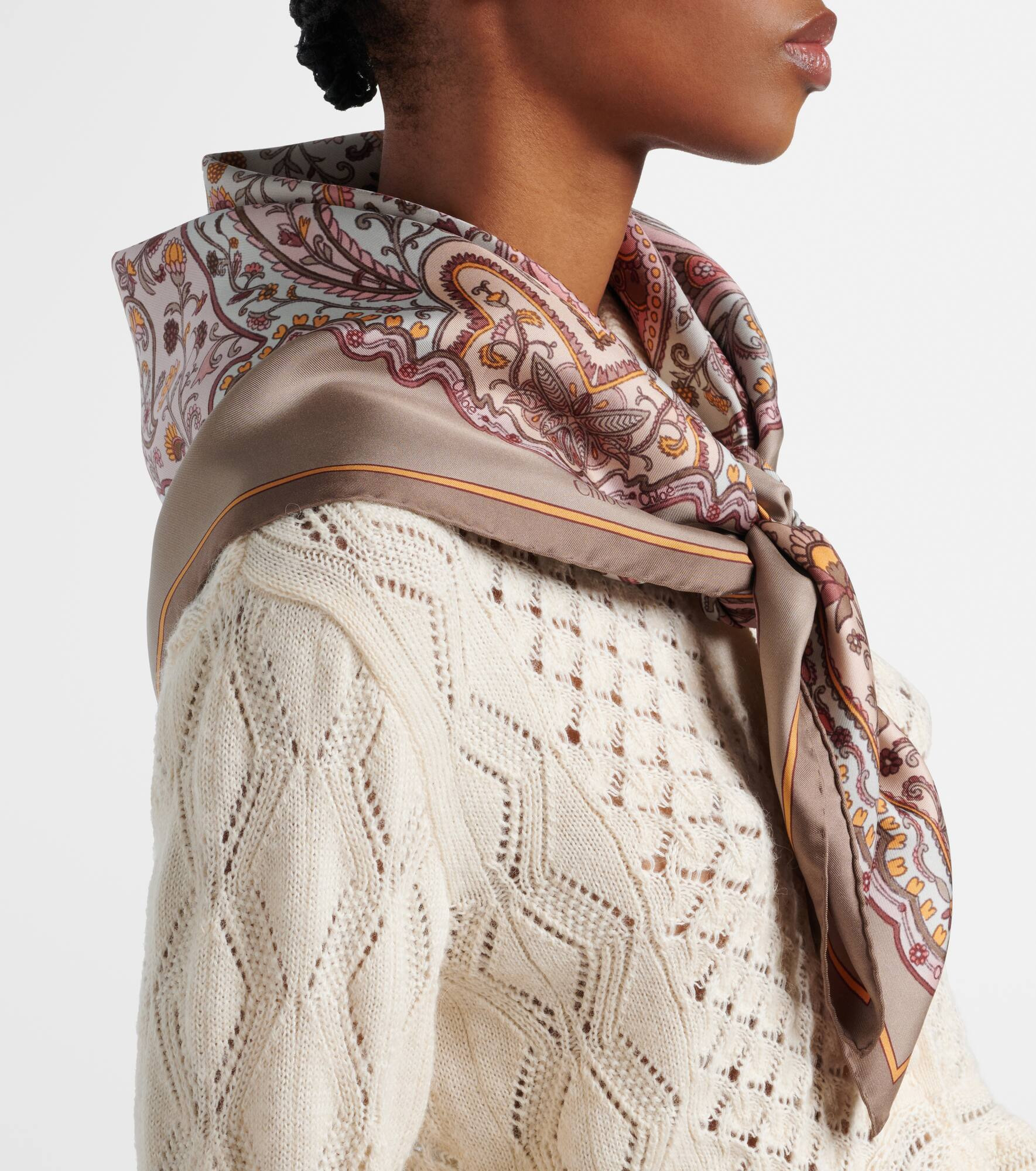 Paisley silk twill scarf - 3