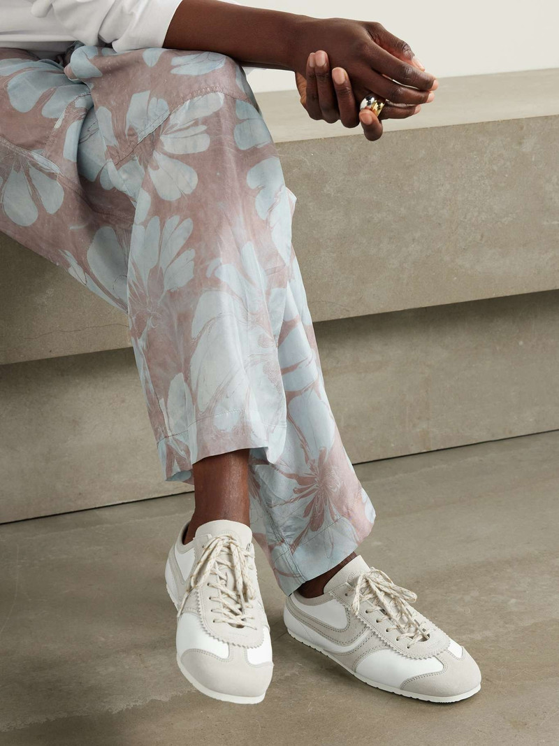 Dries Van Noten Suede-trimmed leather sneakers White outlook