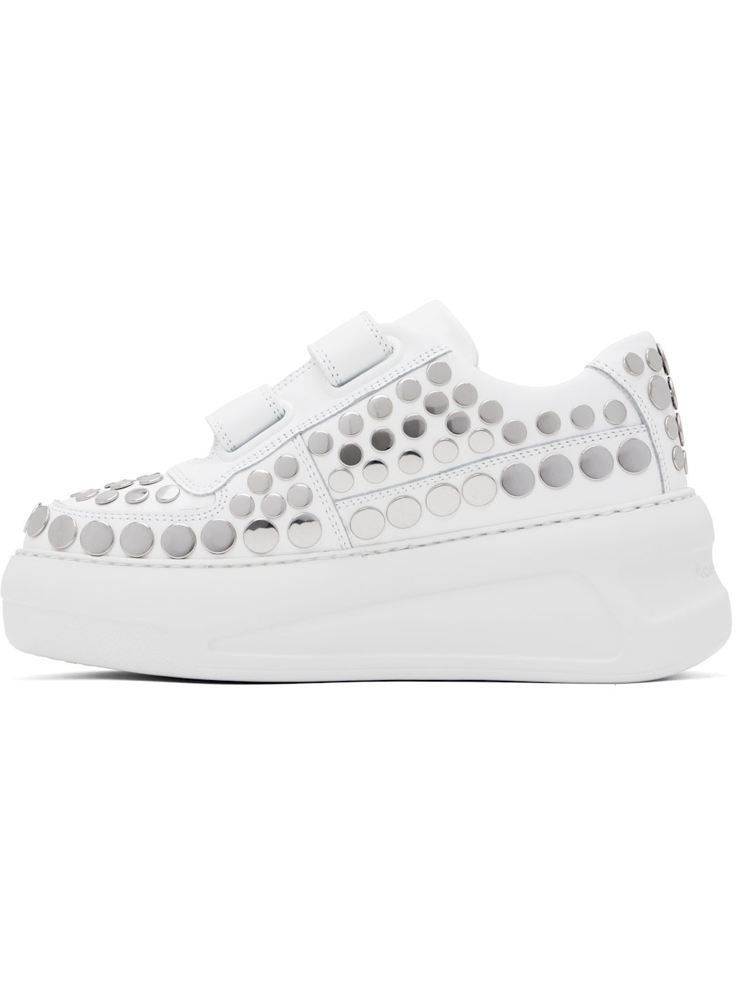 White Velcro Strap Platform Sneakers - 3