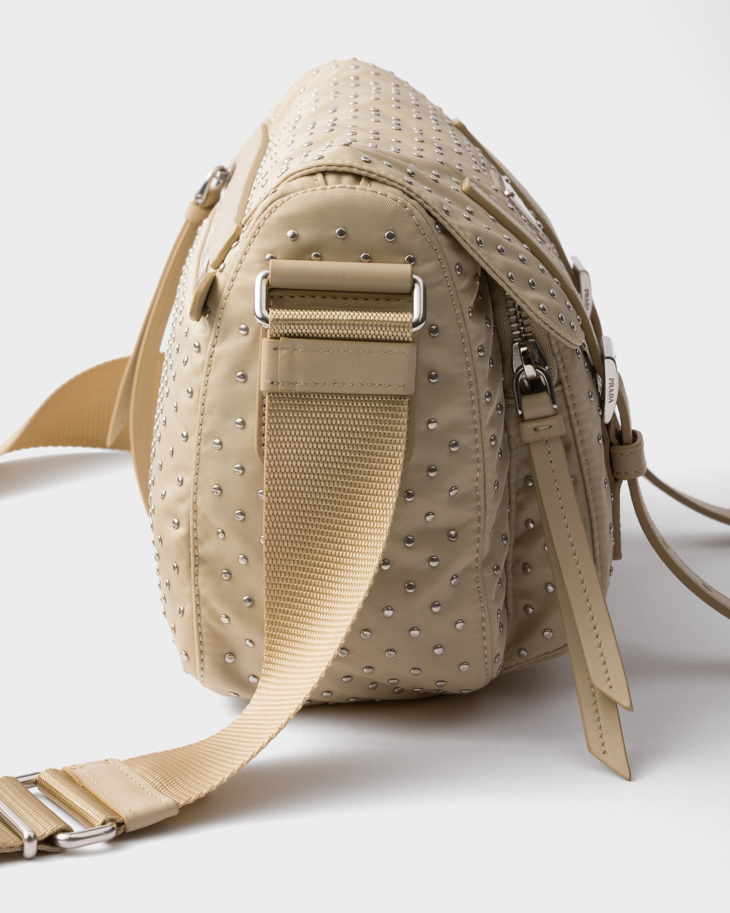 Re-Nylon shoulder bag with studs - 5