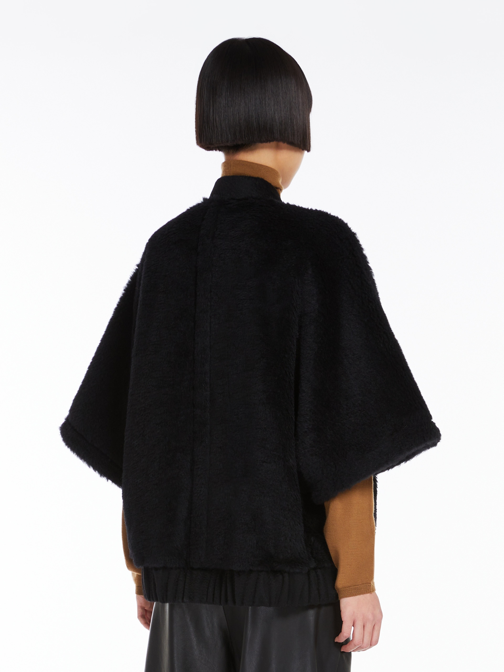 BRIOSE1 Alpaca and wool Teddy fabric bomber jacket cape - 4