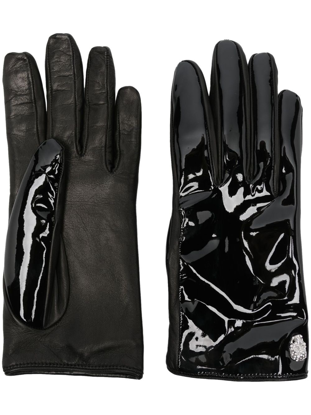 skull-appliqué leather gloves - 1