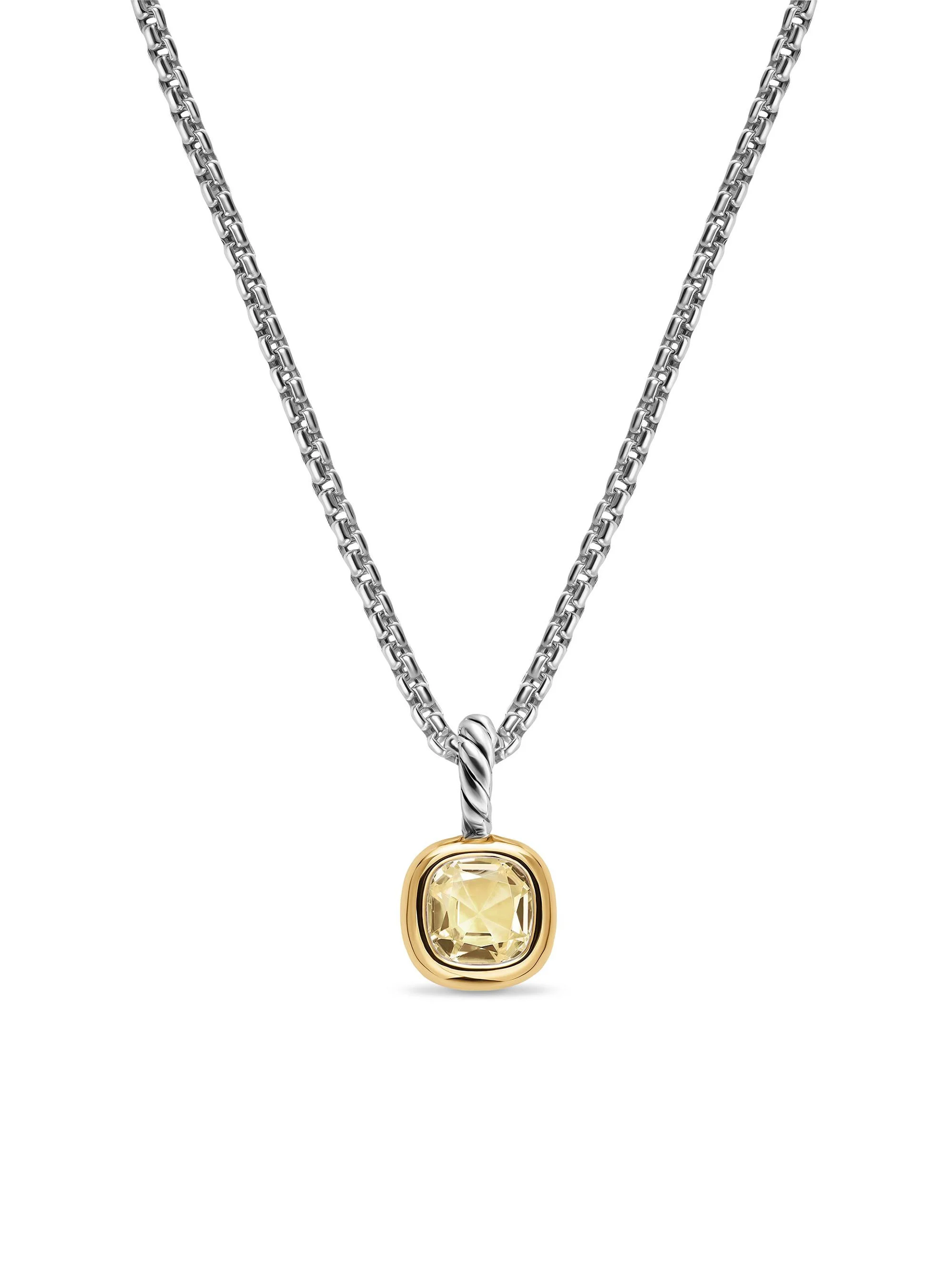 Women's Mini Cushion Cut Amulet in Sterling Silver - Champagne Citrine - 1