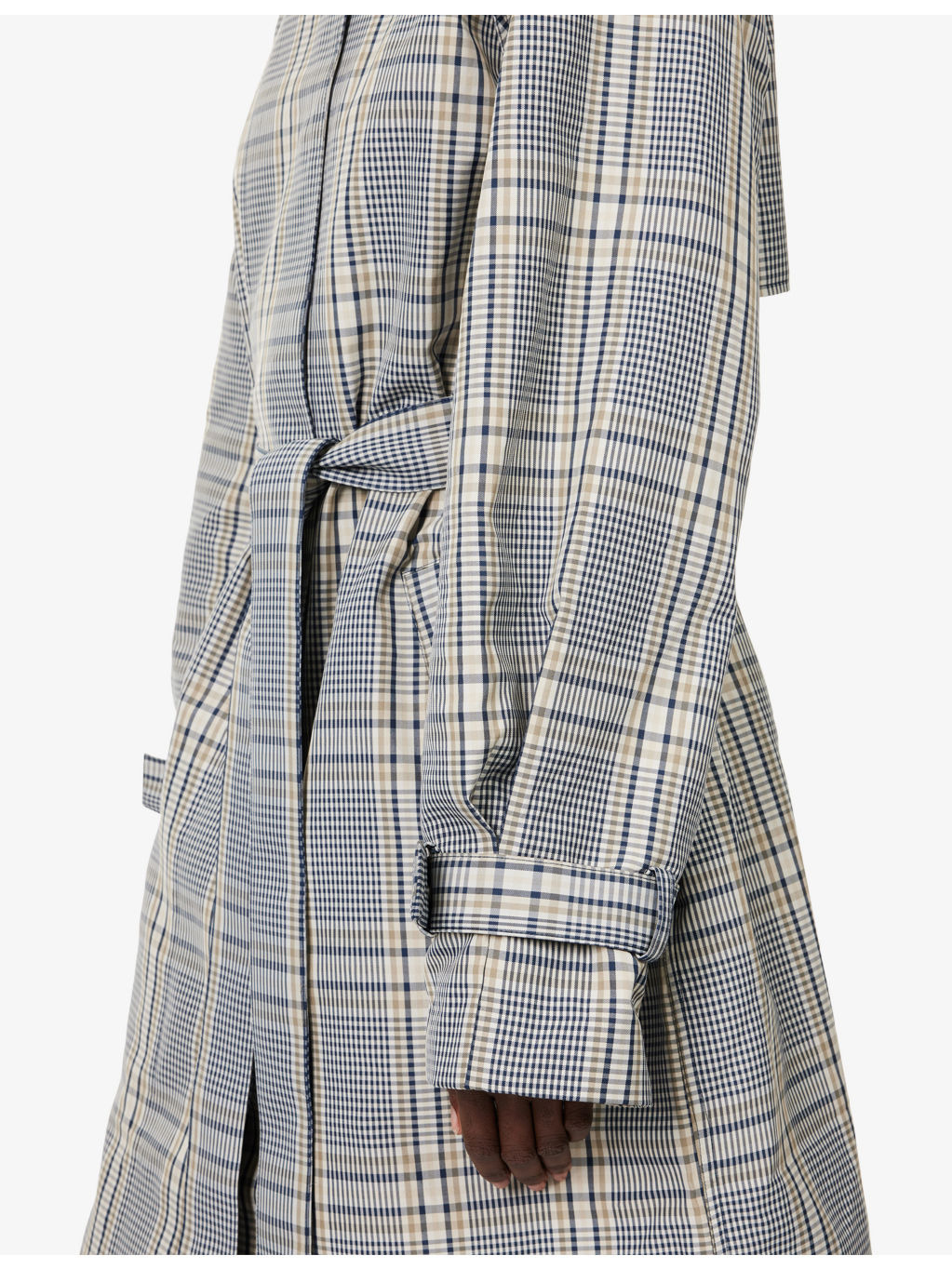 Delta Plaid Check-Print Woven Trench Coat - 6