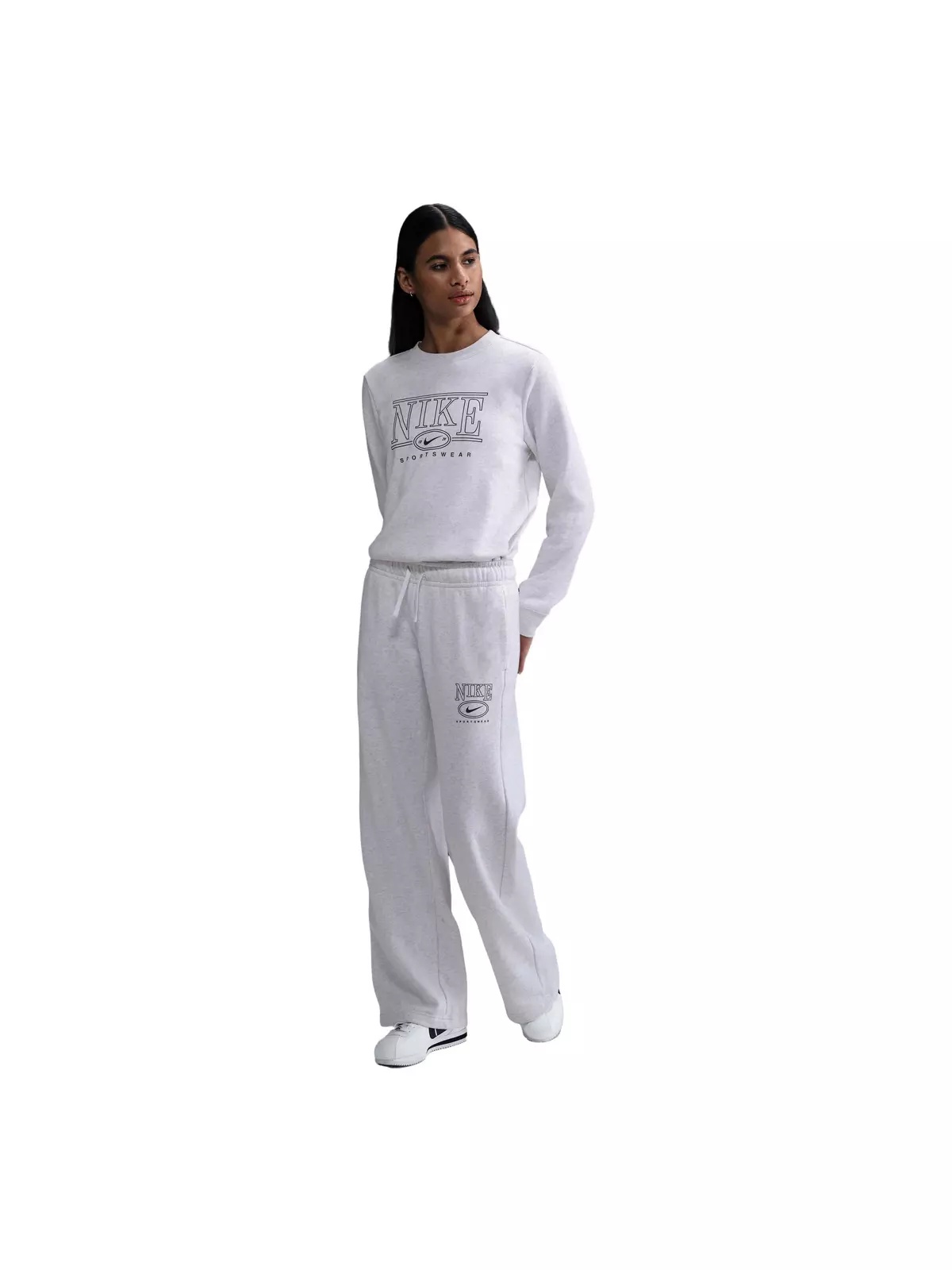 Women's Sportswear Club Fleece Mid-Rise Wide-Leg Graphic Sweatpants - Brown - 3