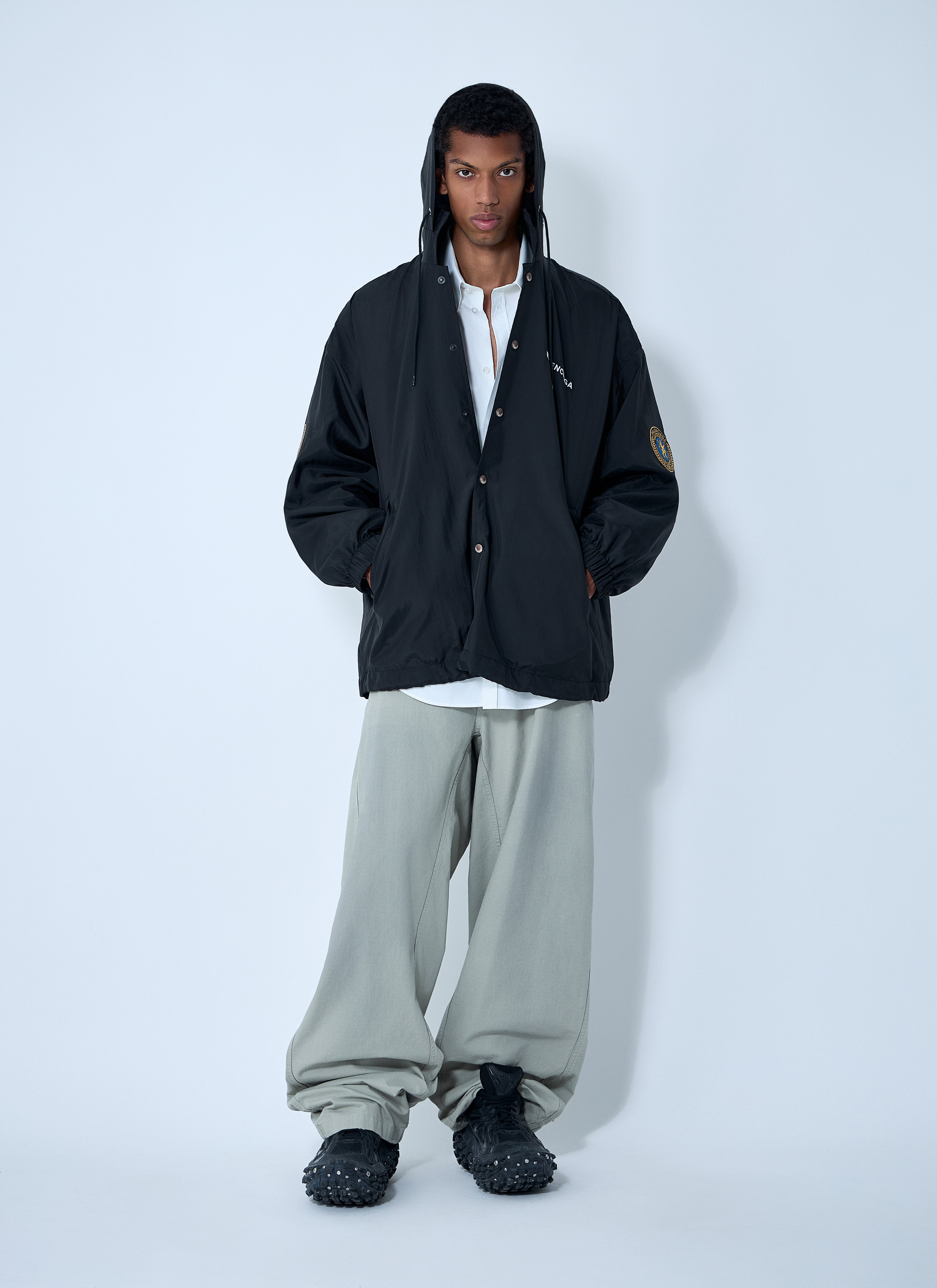 Balenciaga Men Logo Motif Windbreaker Jacket - 2